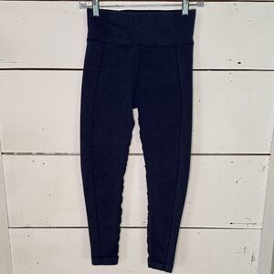 Aerie High-Waisted Ribbed Navy Blue Leggings